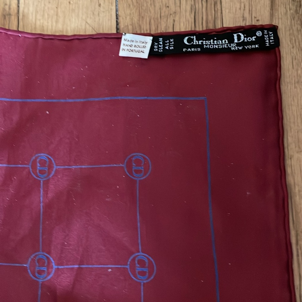 Christian Dior Burgundy Silk Scarf